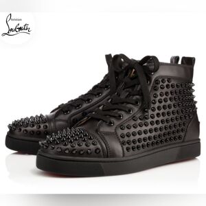 Louboutin Louis Spikes Sneakers - Calf leather and spikes - Black - Men